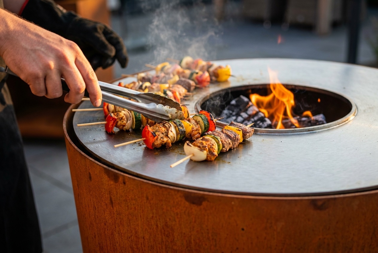 Cuisson à la plancha sur la couronne du brasero BRASA